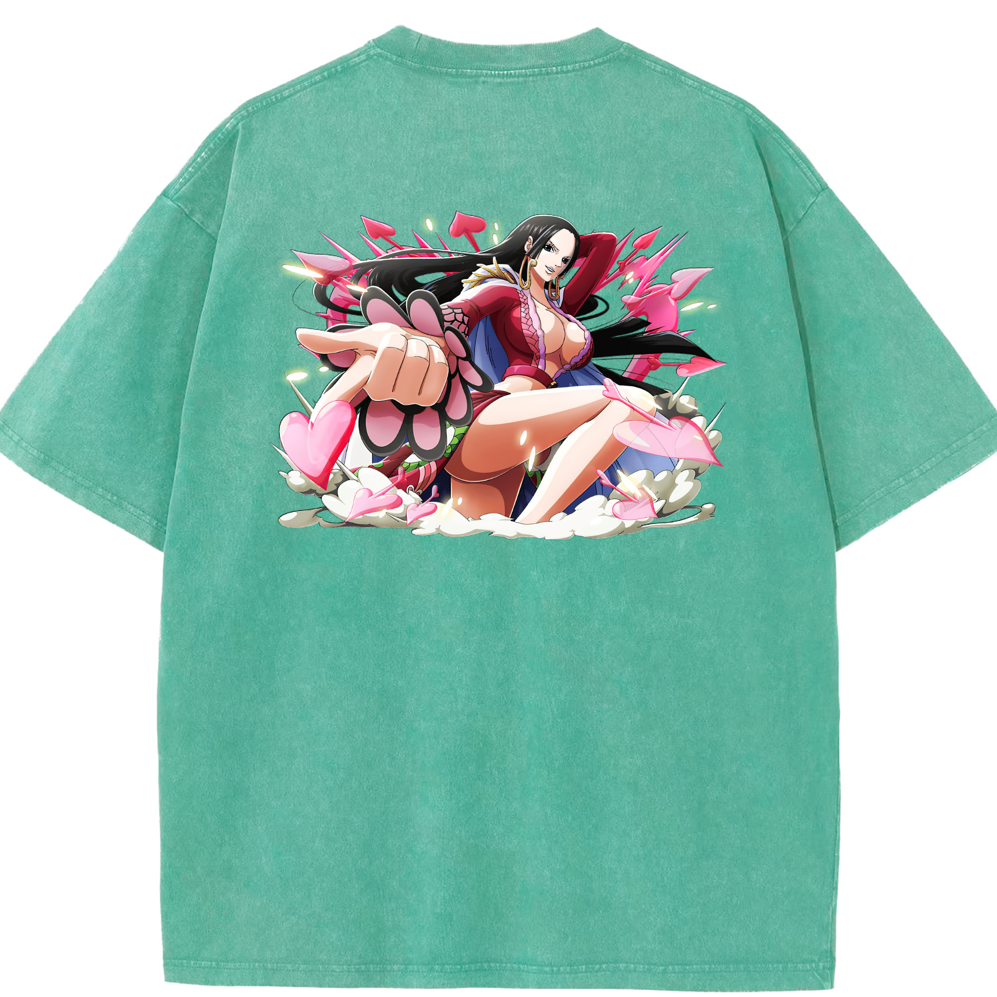 ワンピース ボア・ハンコック ONE PIECE Boa·Hancock 綿100% ヴィンテージ風 半袖Tシャツ（背面プリント）